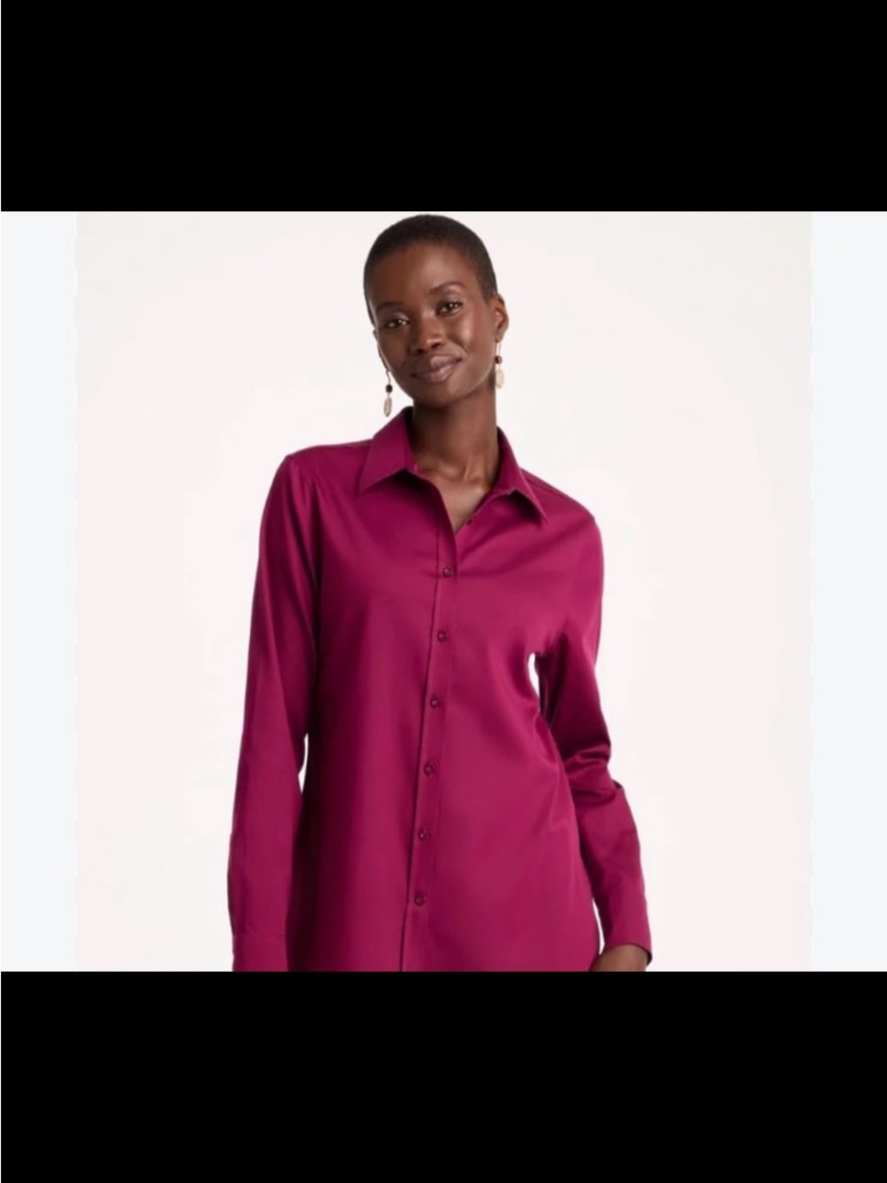 Chico's Long-Sleeve Button-Down Shirt in Berry